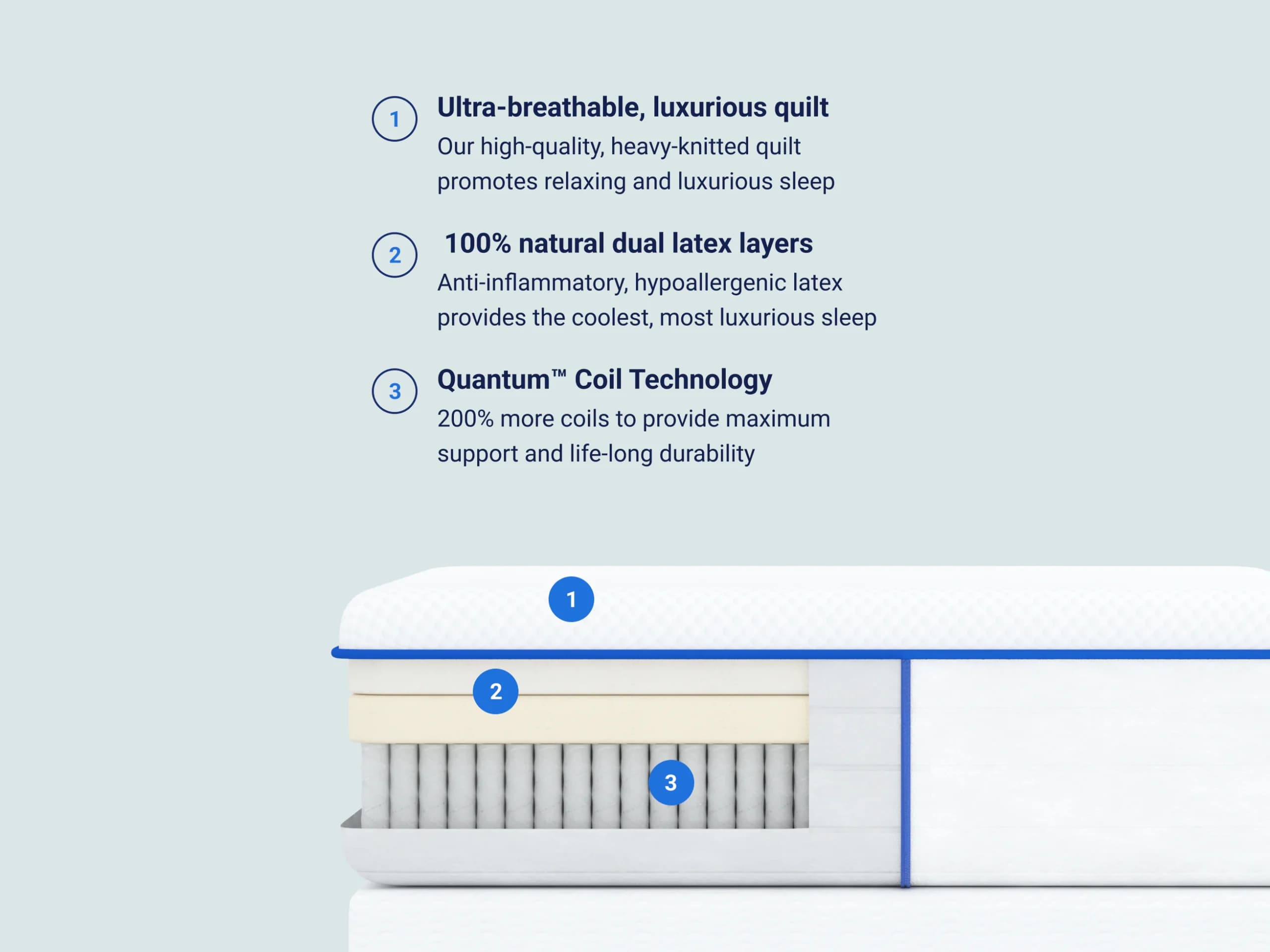 detailed view of quantum natural mattress