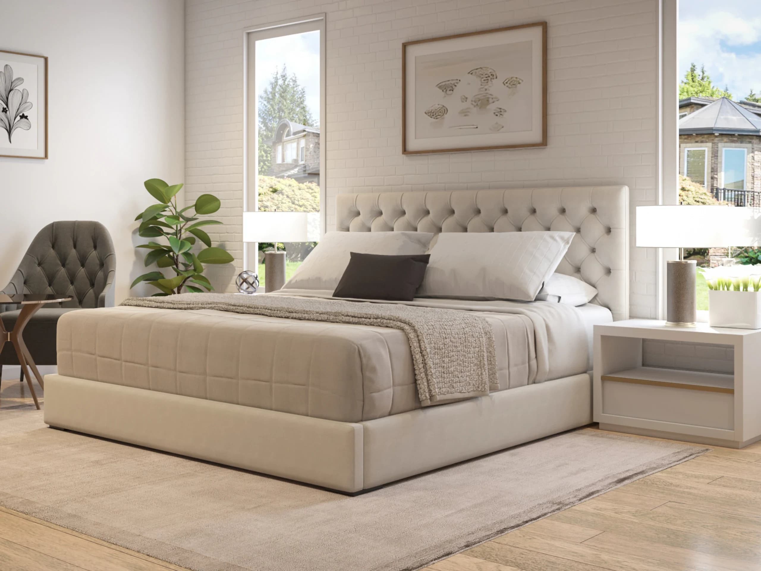 hybrid plus natural mattress in beautiful room