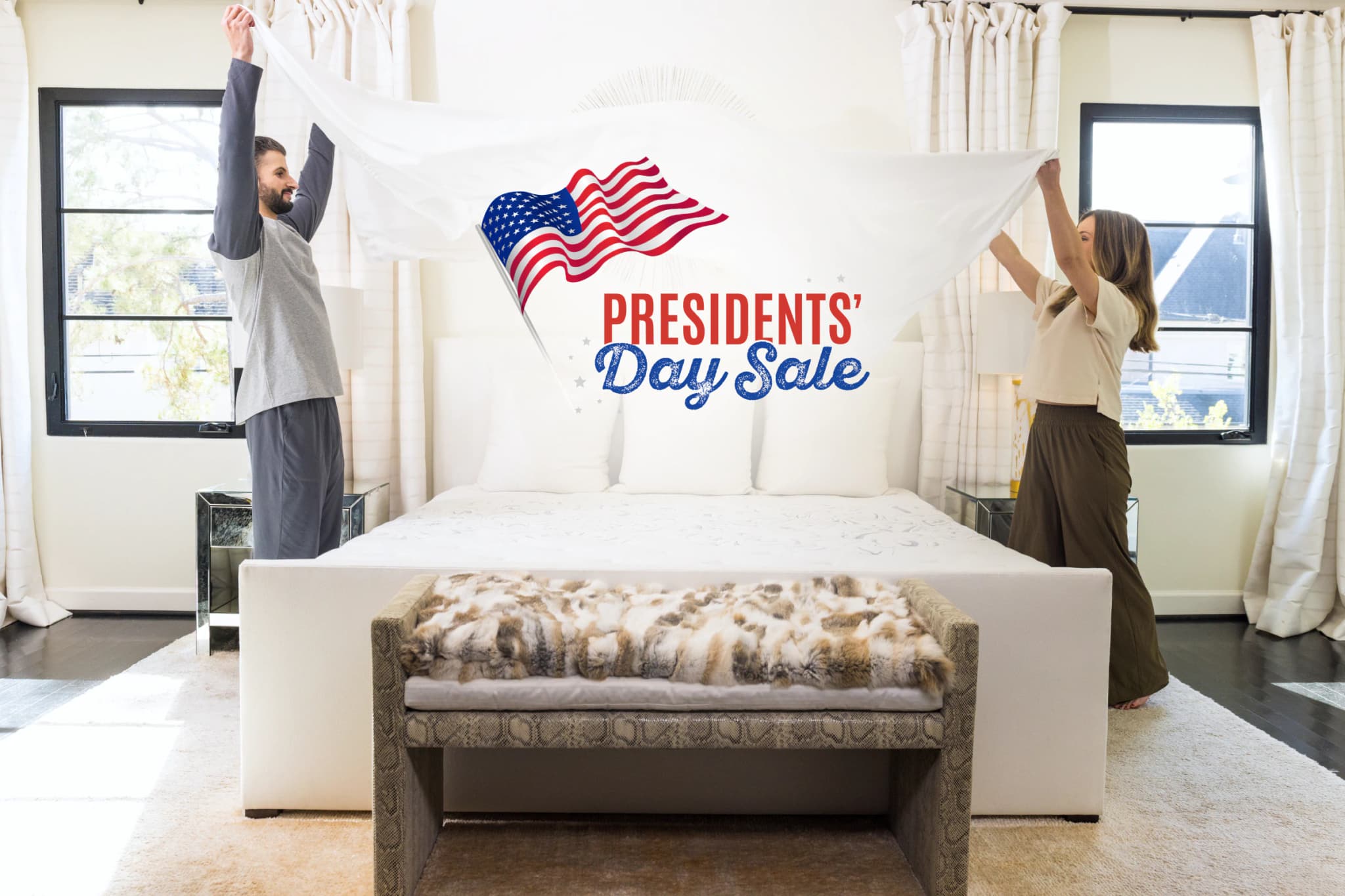 President's day sale - making bed