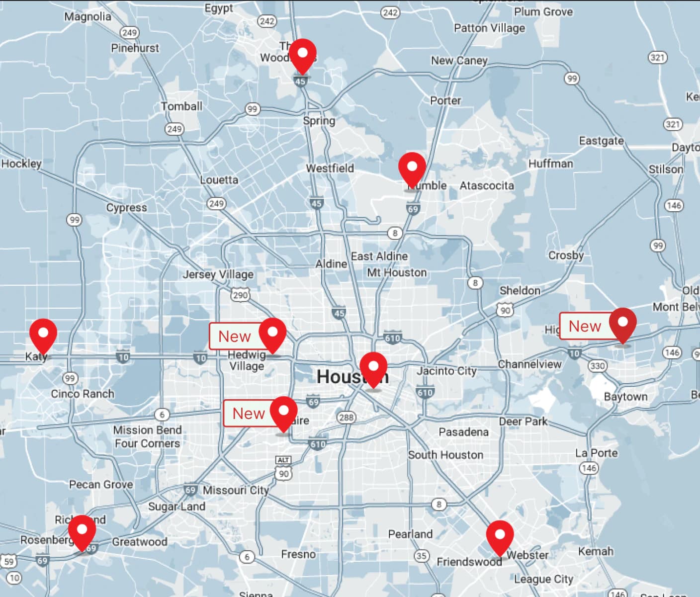 Texas Mattress Makers locations Map